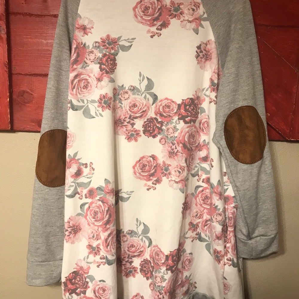 Tunic length flowered top